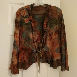 Zba brown patterned blouse
